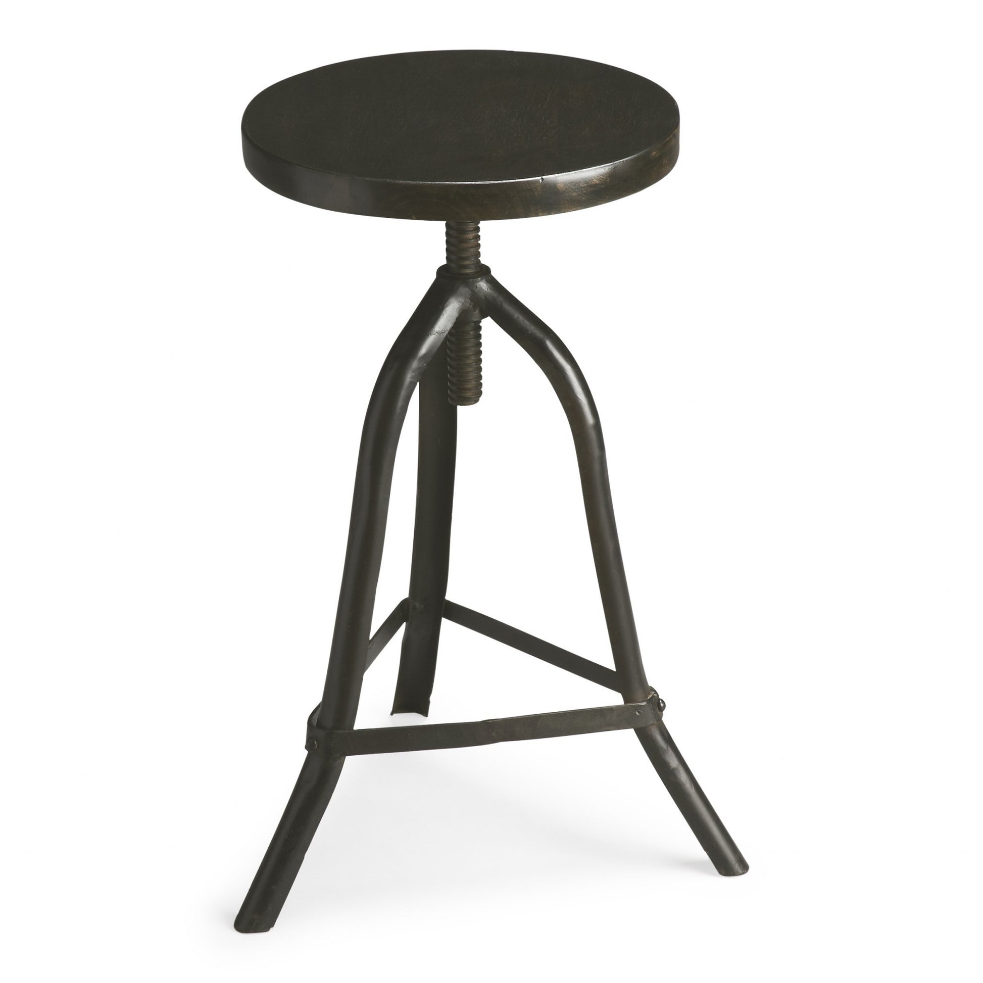 Black Iron Revolving Round Stool By Homeroots | Stools | Modishstore - 3