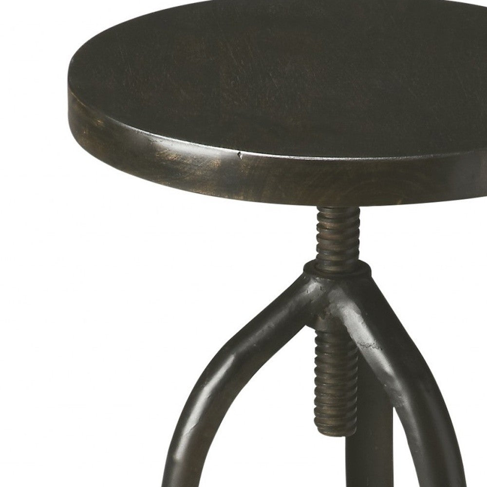 Black Iron Revolving Round Stool By Homeroots | Stools | Modishstore - 5