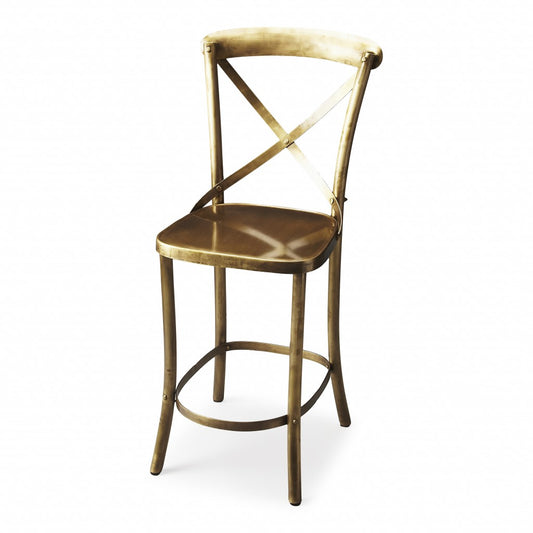 Antique Gold Bar Stool By Homeroots | Bar Stools | Modishstore
