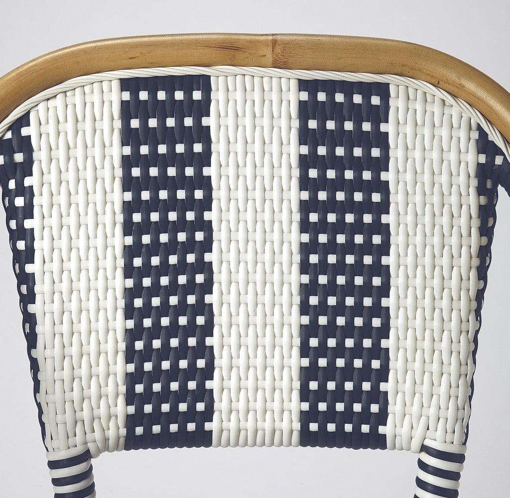 Blue And White Striped Rattan Bar Stool By Homeroots | Bar Stools | Modishstore - 8