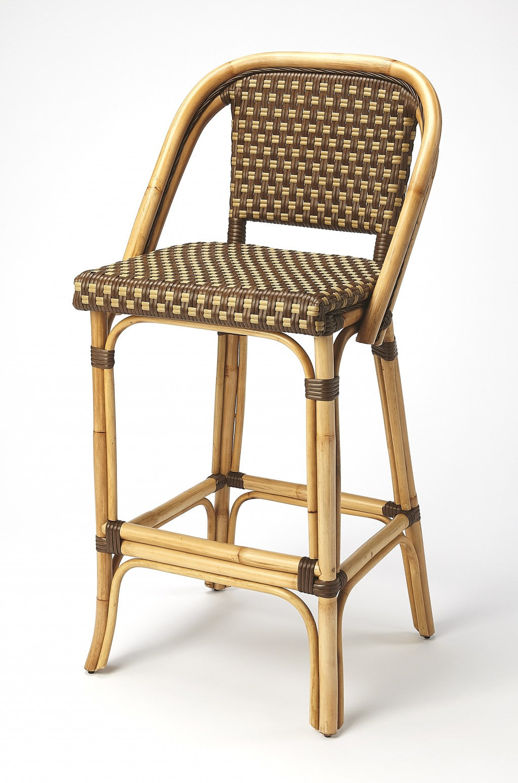 Brown And Beige Rattan Bar Stool By Homeroots | Bar Stools | Modishstore