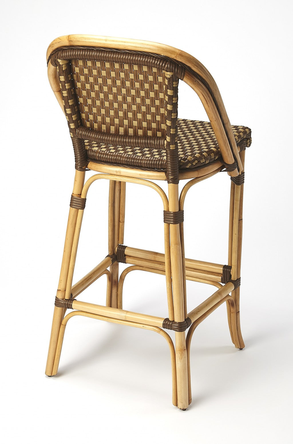 Brown And Beige Rattan Bar Stool By Homeroots | Bar Stools | Modishstore - 2
