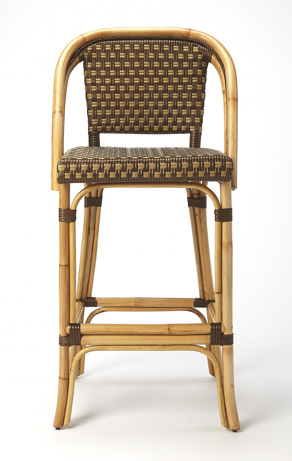 Brown And Beige Rattan Bar Stool By Homeroots | Bar Stools | Modishstore - 4