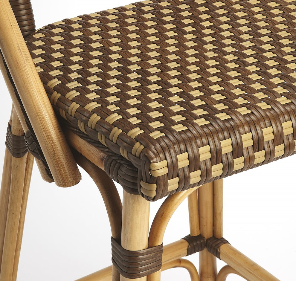 Brown And Beige Rattan Bar Stool By Homeroots | Bar Stools | Modishstore - 7
