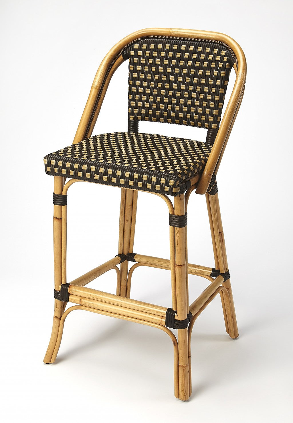 Dark Brown And Beige Rattan Bar Stool By Homeroots | Bar Stools | Modishstore
