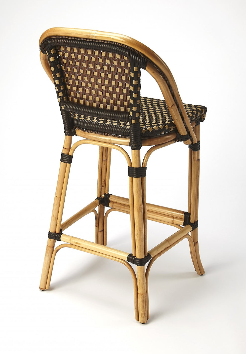 Dark Brown And Beige Rattan Bar Stool By Homeroots | Bar Stools | Modishstore - 2