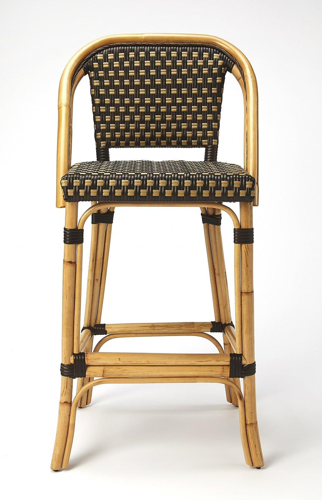 Dark Brown And Beige Rattan Bar Stool By Homeroots | Bar Stools | Modishstore - 3