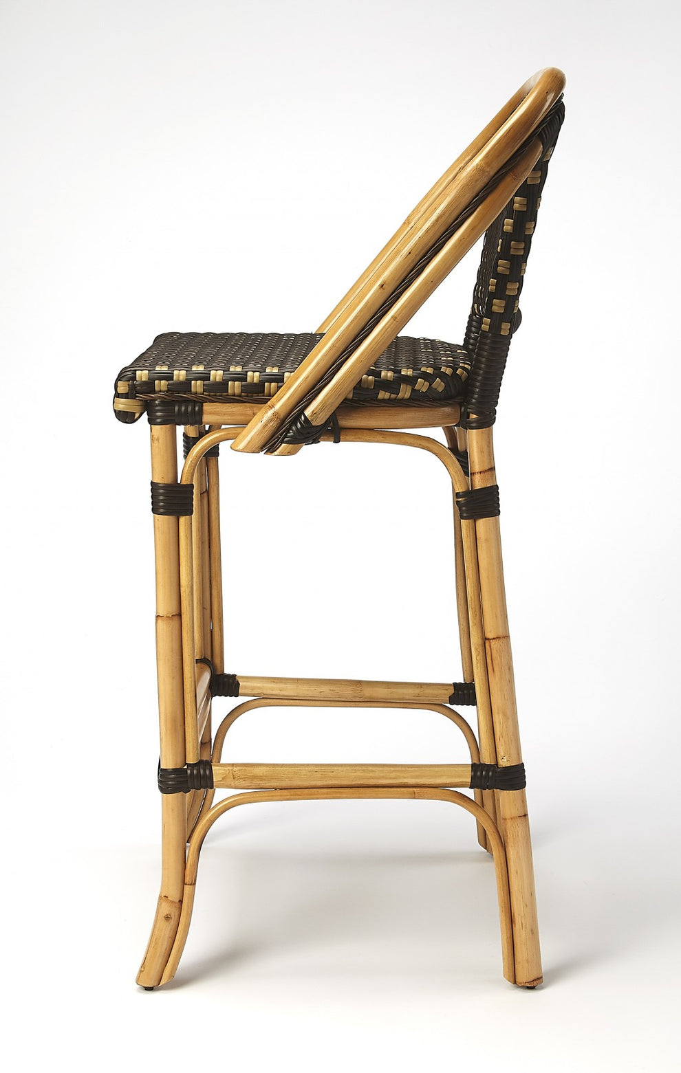 Dark Brown And Beige Rattan Bar Stool By Homeroots | Bar Stools | Modishstore - 4
