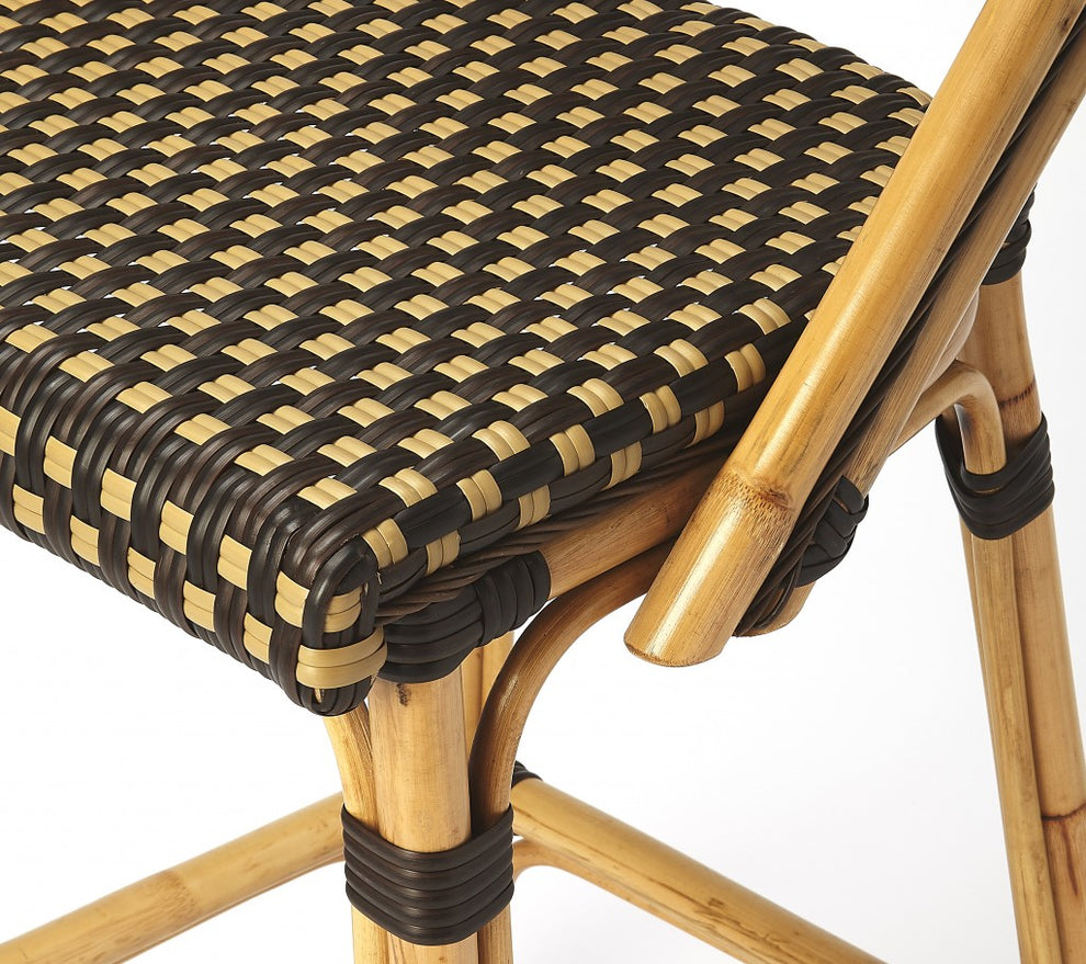 Dark Brown And Beige Rattan Bar Stool By Homeroots | Bar Stools | Modishstore - 5