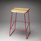 Wood And Red Metal Bar Stool By Homeroots | Bar Stools | Modishstore - 2