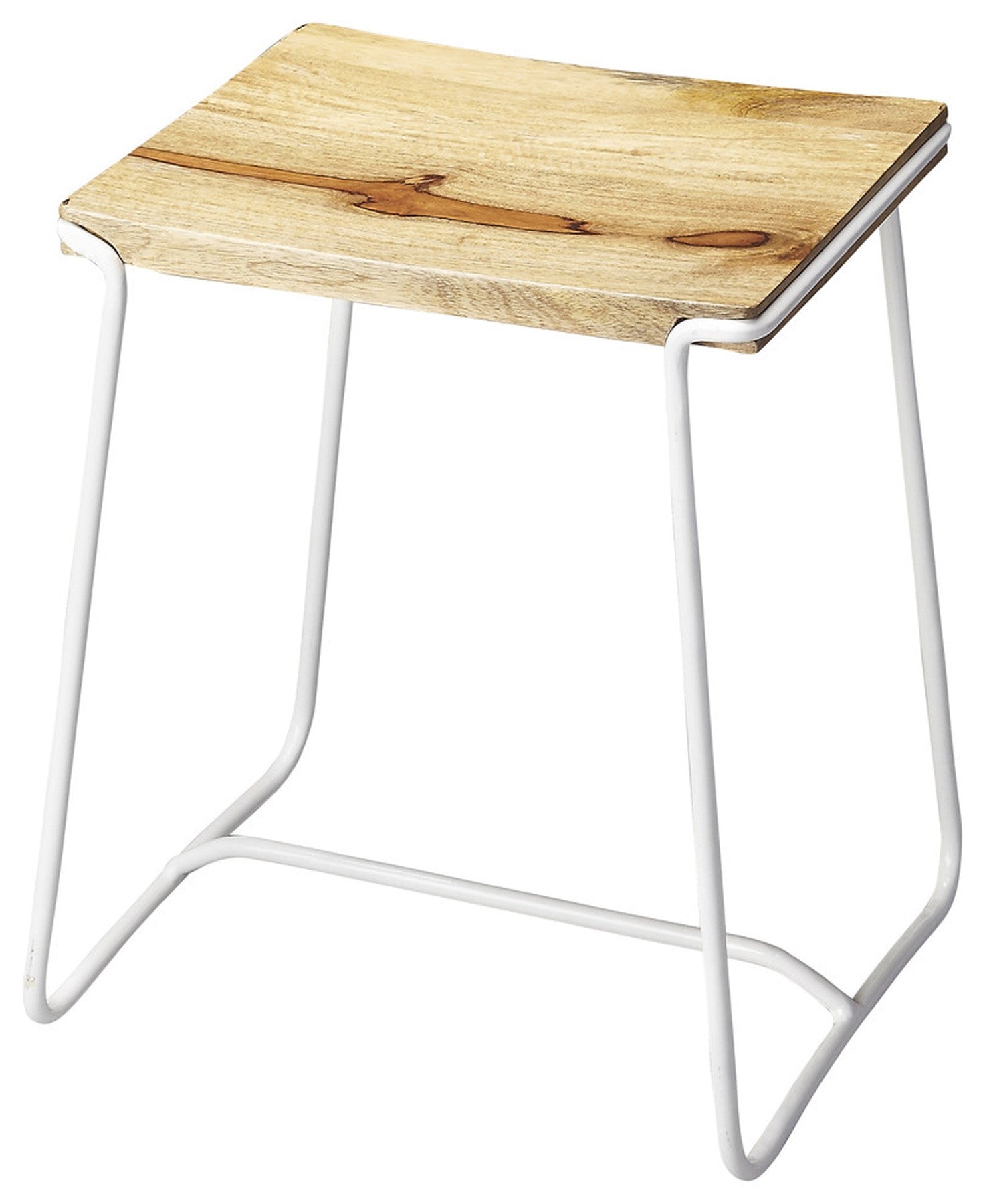 Sleek Wood And White Metal Counter Stool By Homeroots | Counter Stools | Modishstore