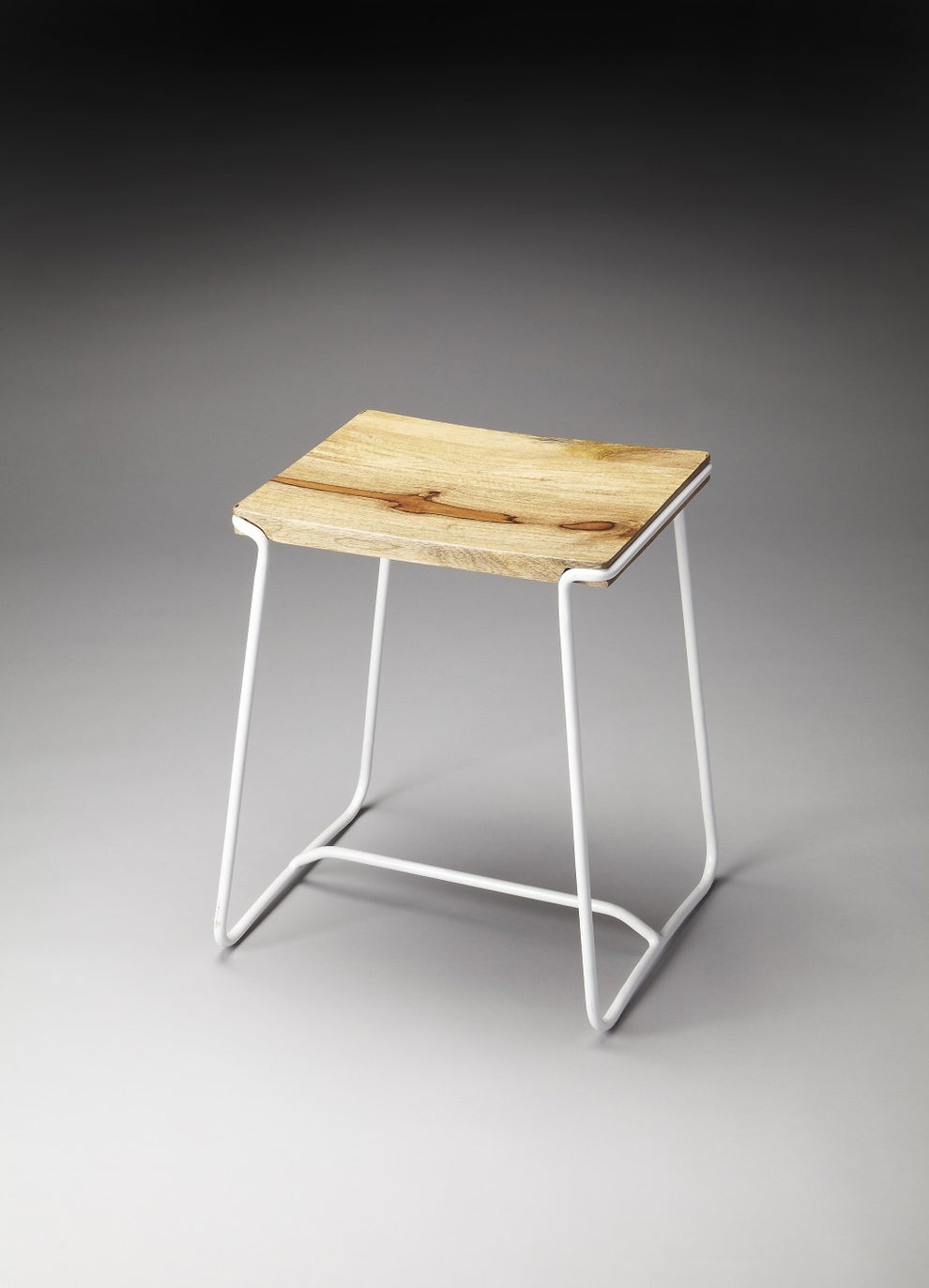 Sleek Wood And White Metal Counter Stool By Homeroots | Counter Stools | Modishstore - 2