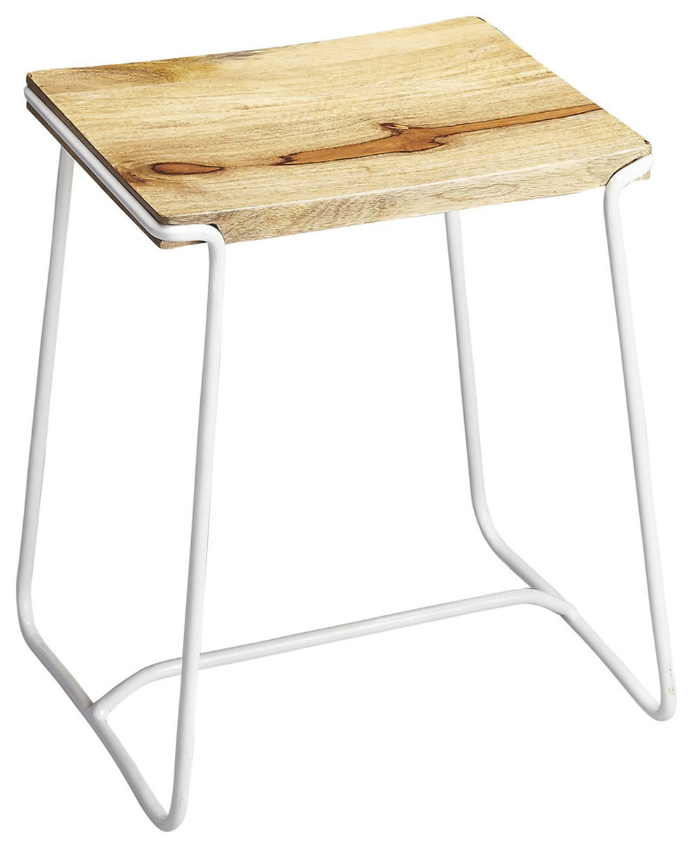 Sleek Wood And White Metal Counter Stool By Homeroots | Counter Stools | Modishstore - 3