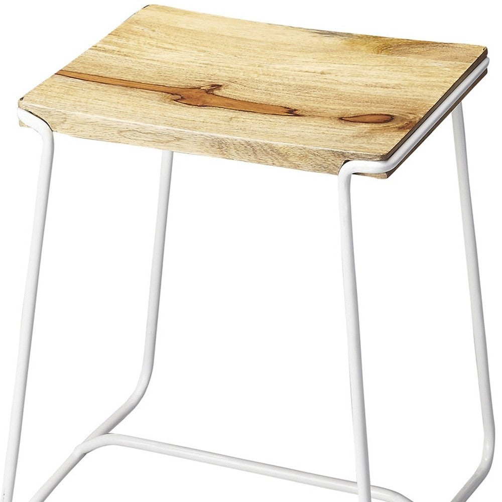 Sleek Wood And White Metal Counter Stool By Homeroots | Counter Stools | Modishstore - 4