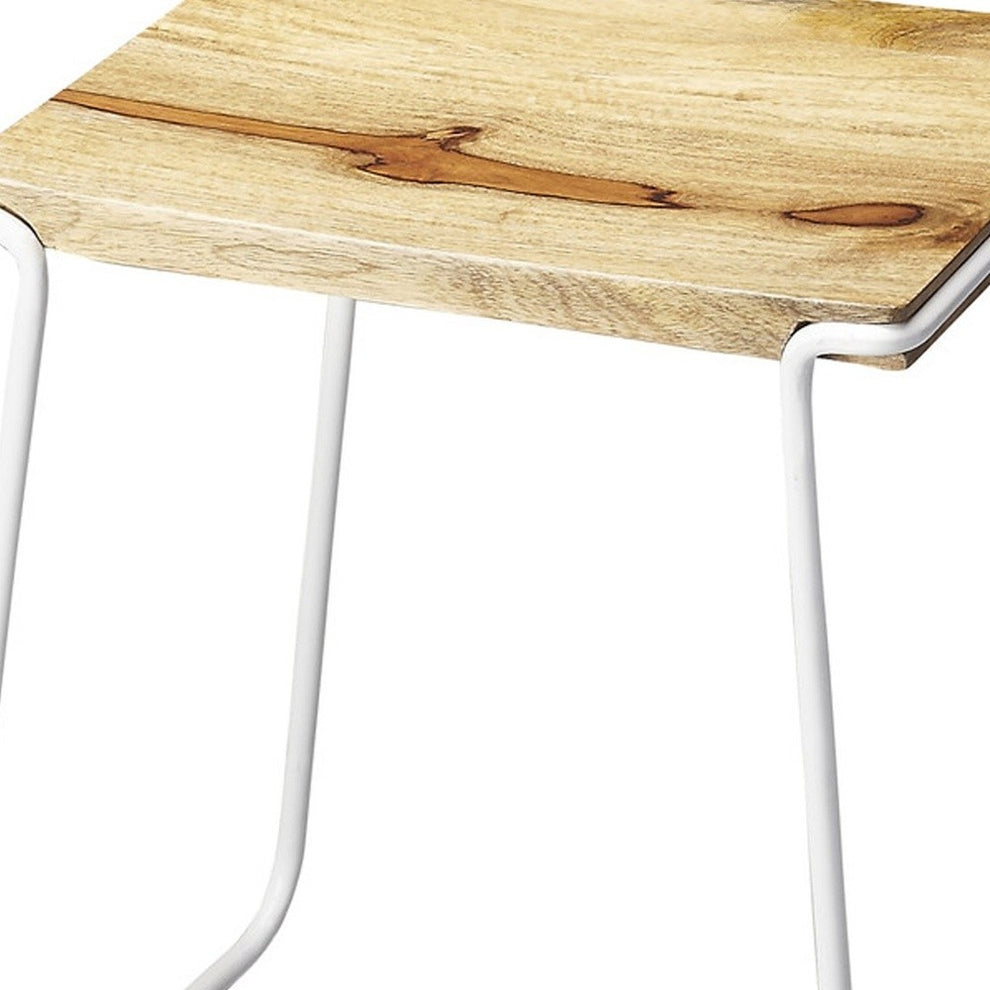 Sleek Wood And White Metal Counter Stool By Homeroots | Counter Stools | Modishstore - 5