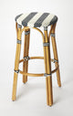 Navy Blue And White Rattan Bar Stool By Homeroots | Bar Stools | Modishstore
