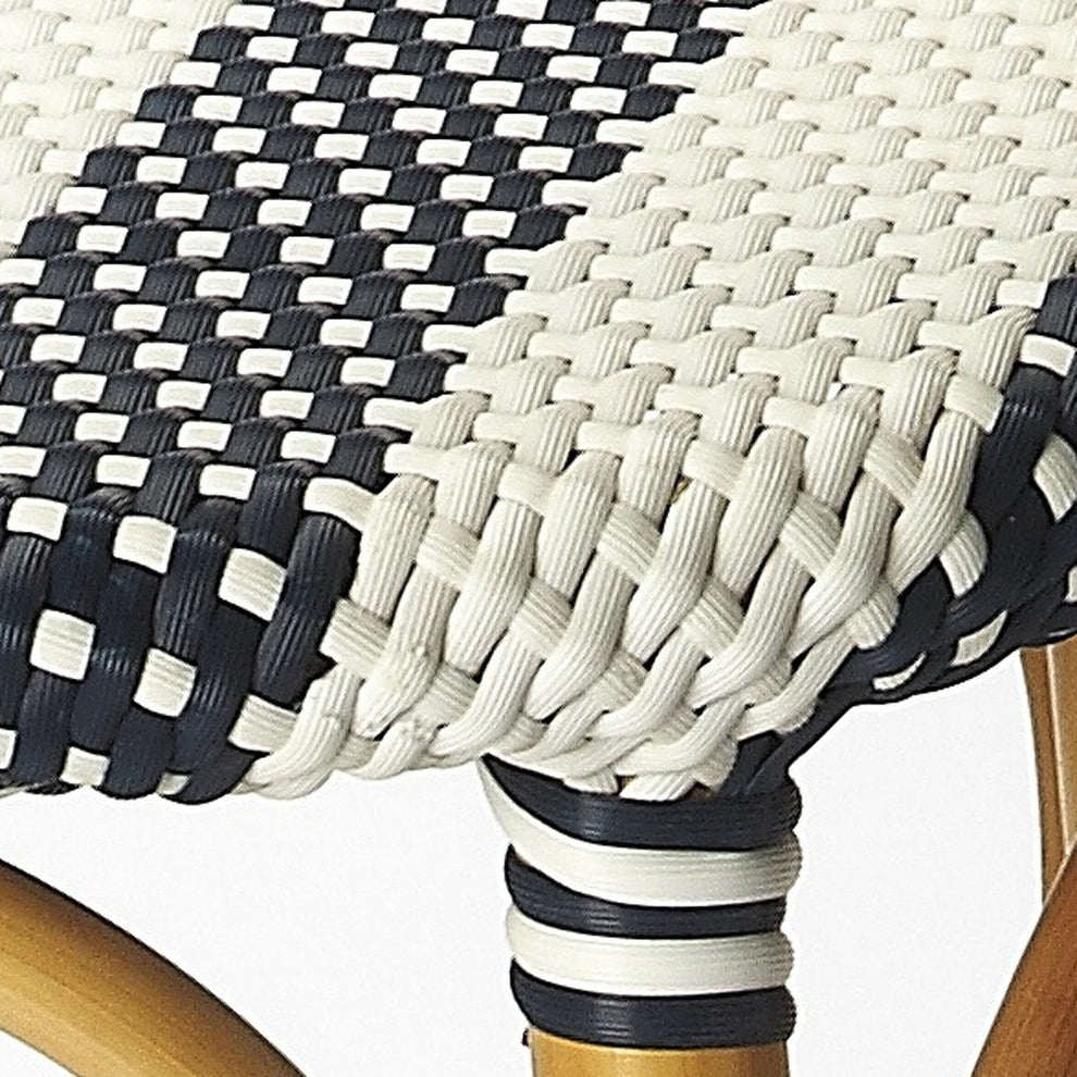 Navy Blue And White Rattan Bar Stool By Homeroots | Bar Stools | Modishstore - 5