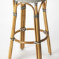 Navy Blue And White Rattan Bar Stool By Homeroots | Bar Stools | Modishstore - 6