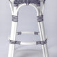 Classic White And Navy Blue Rattan Counter Stool By Homeroots | Counter Stools | Modishstore - 3