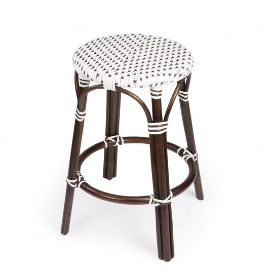 Brown And White Rattan Counter Stool By Homeroots | Counter Stools | Modishstore