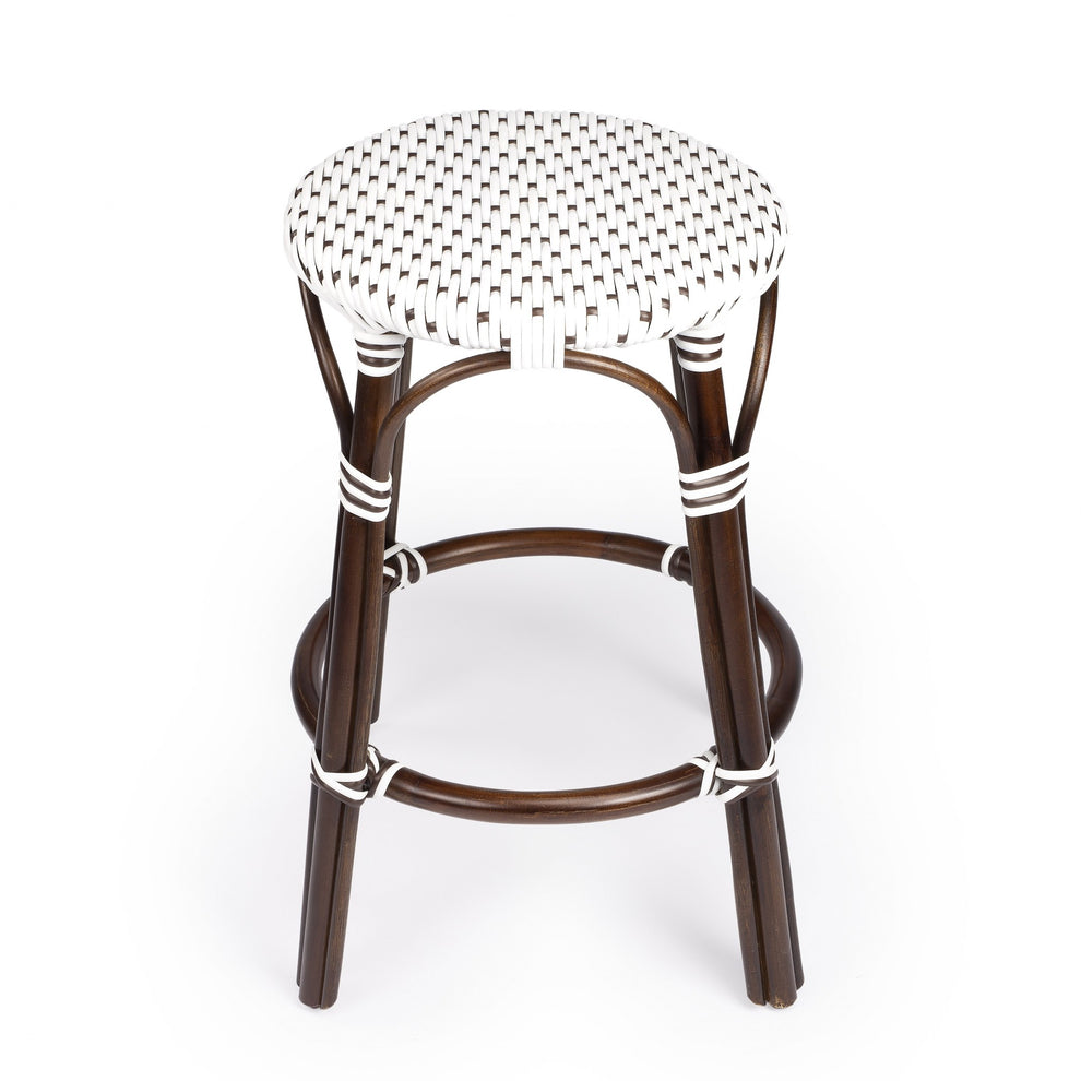 Brown And White Rattan Counter Stool By Homeroots | Counter Stools | Modishstore - 2