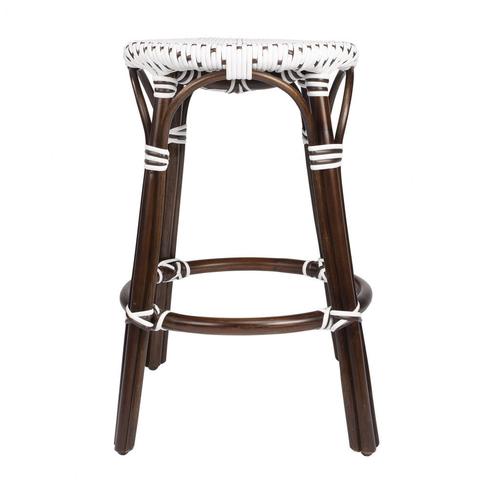 Brown And White Rattan Counter Stool By Homeroots | Counter Stools | Modishstore - 3