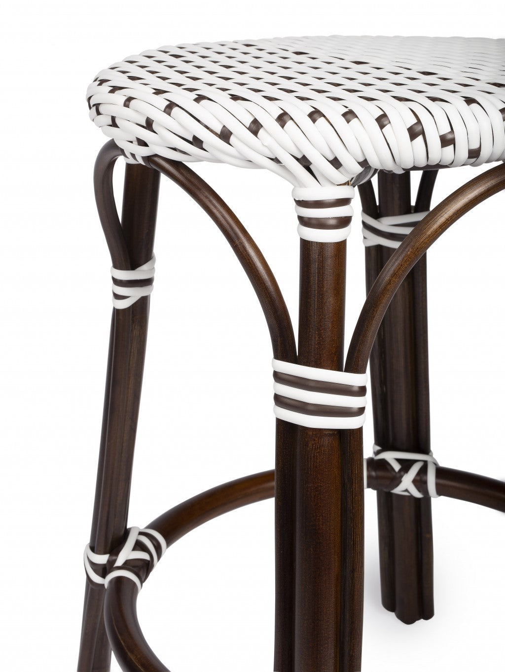 Brown And White Rattan Counter Stool By Homeroots | Counter Stools | Modishstore - 4