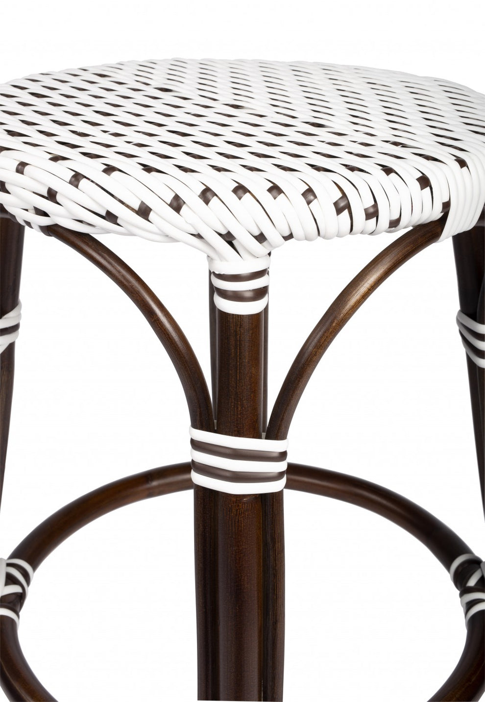 Brown And White Rattan Counter Stool By Homeroots | Counter Stools | Modishstore - 5
