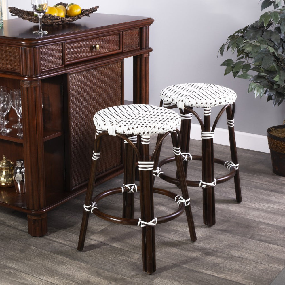 Brown And White Rattan Counter Stool By Homeroots | Counter Stools | Modishstore - 7