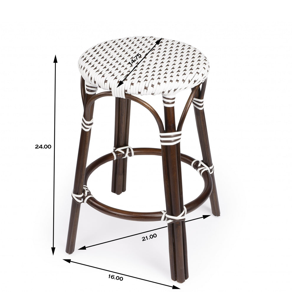 Brown And White Rattan Counter Stool By Homeroots | Counter Stools | Modishstore - 8