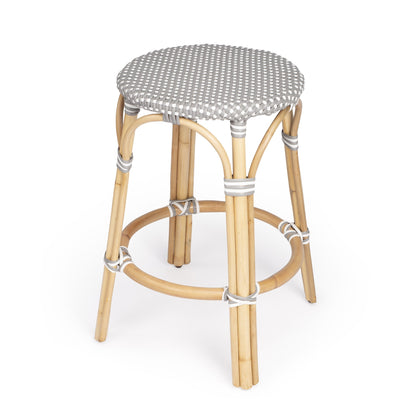 Brown And White Rattan Counter Stool By Homeroots | Counter Stools | Modishstore - 9