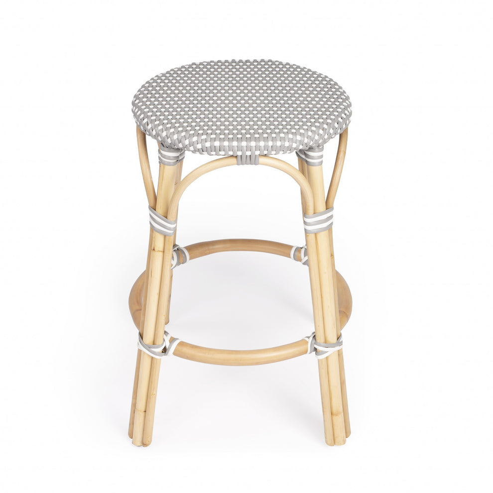 Brown And White Rattan Counter Stool By Homeroots | Counter Stools | Modishstore - 10