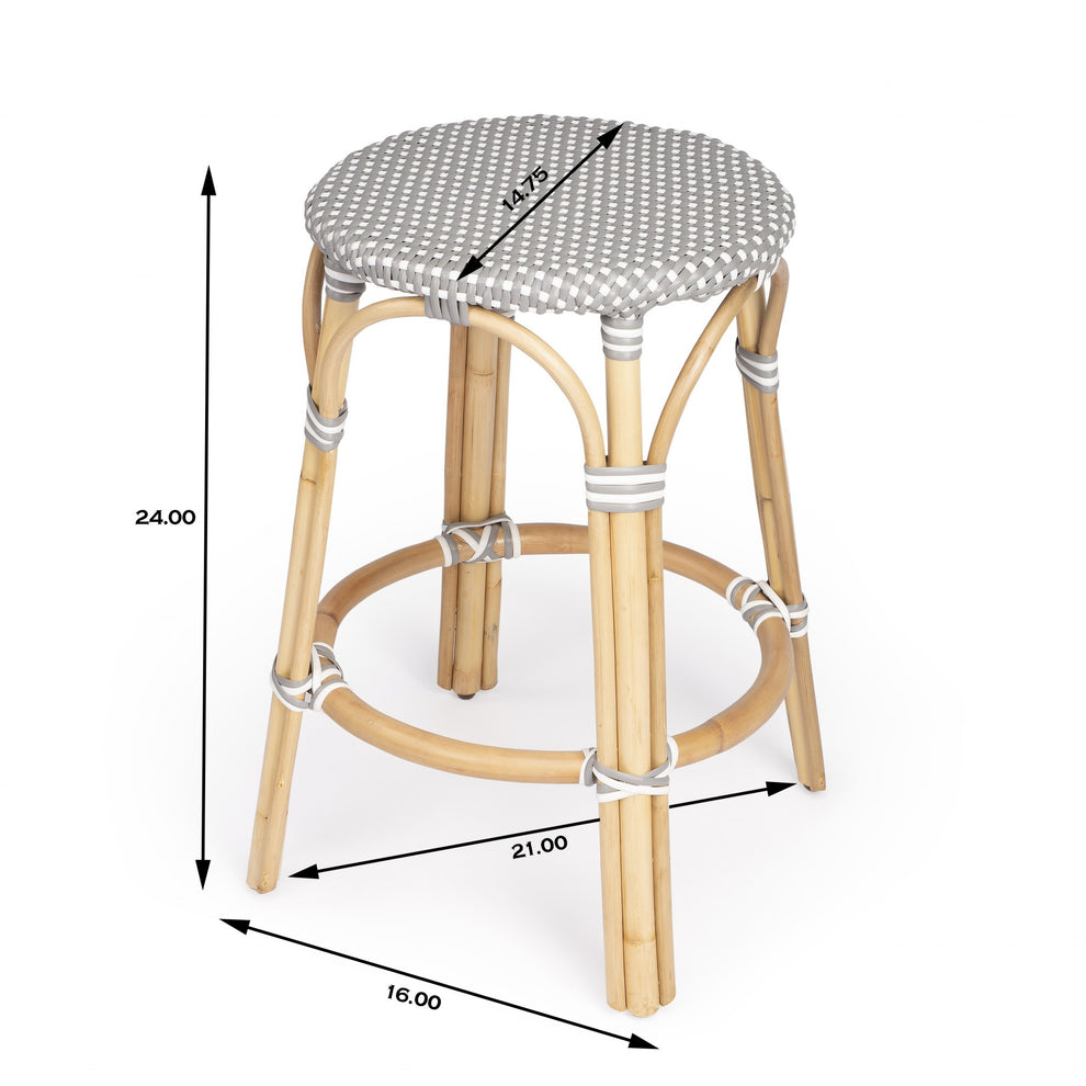 Brown And White Rattan Counter Stool By Homeroots | Counter Stools | Modishstore - 15