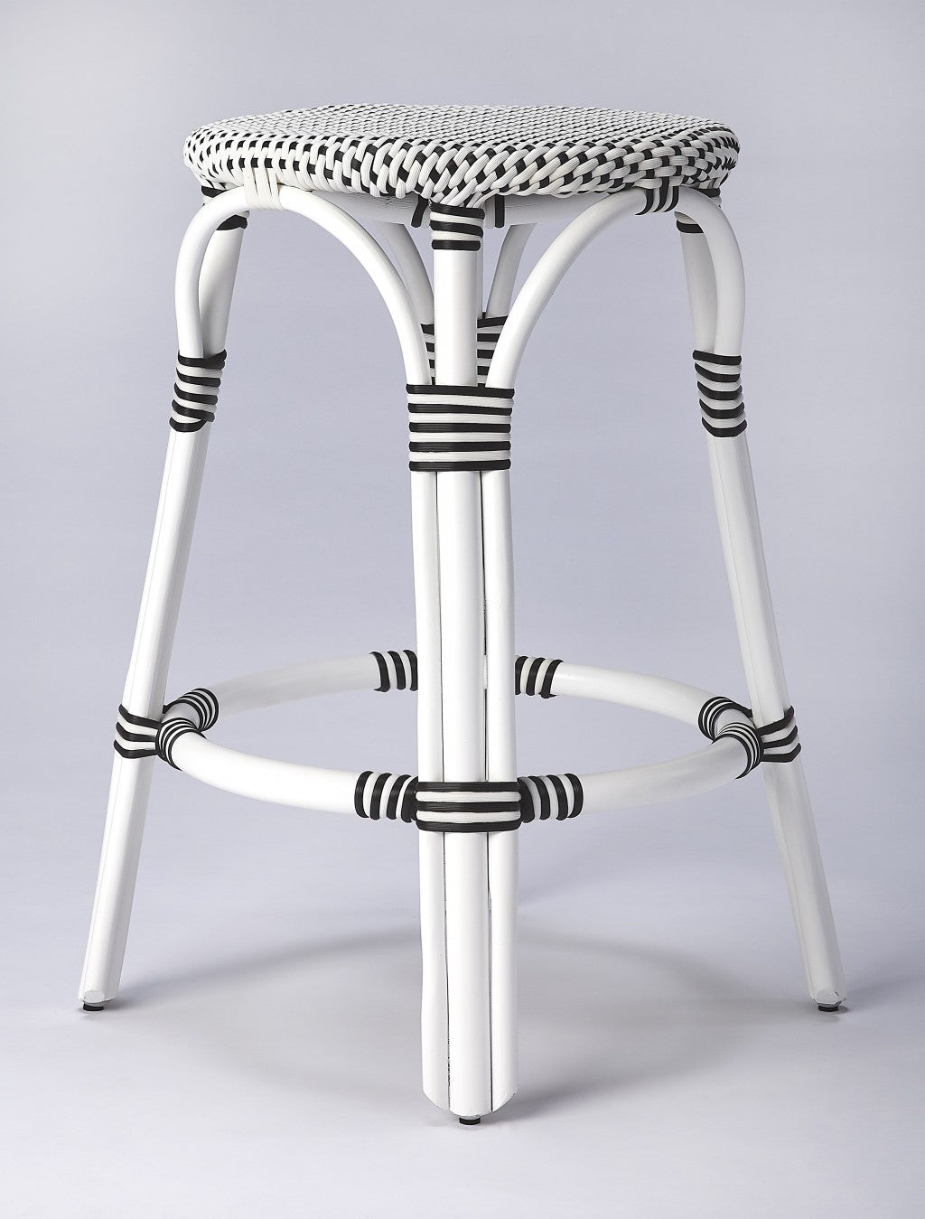 Classic White And Black Rattan Counter Stool By Homeroots | Counter Stools | Modishstore - 2