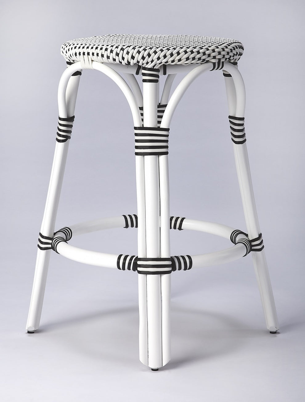 Classic White And Black Rattan Counter Stool By Homeroots | Counter Stools | Modishstore - 2