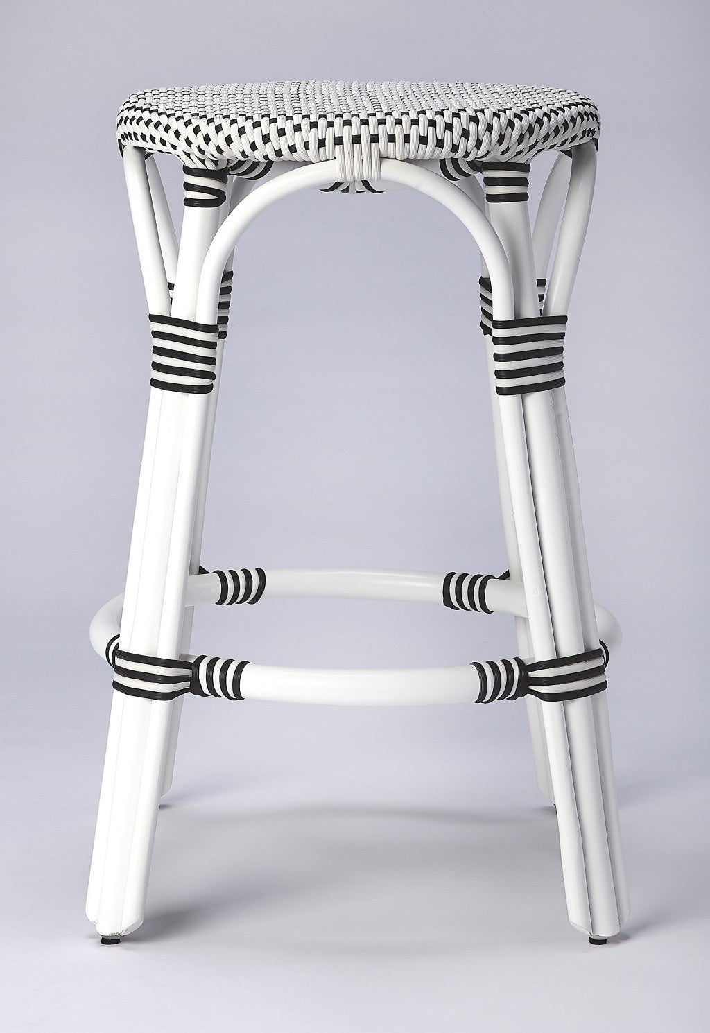Classic White And Black Rattan Counter Stool By Homeroots | Counter Stools | Modishstore - 3