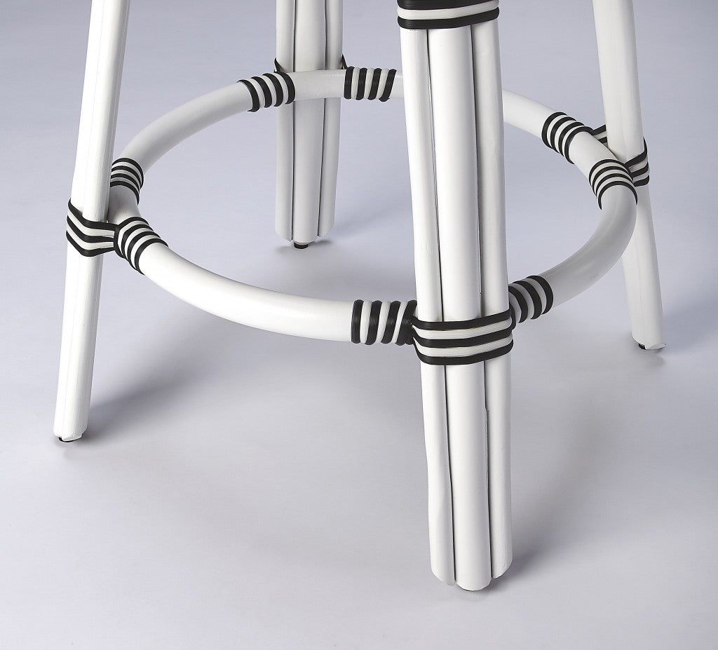 Classic White And Black Rattan Counter Stool By Homeroots | Counter Stools | Modishstore - 4