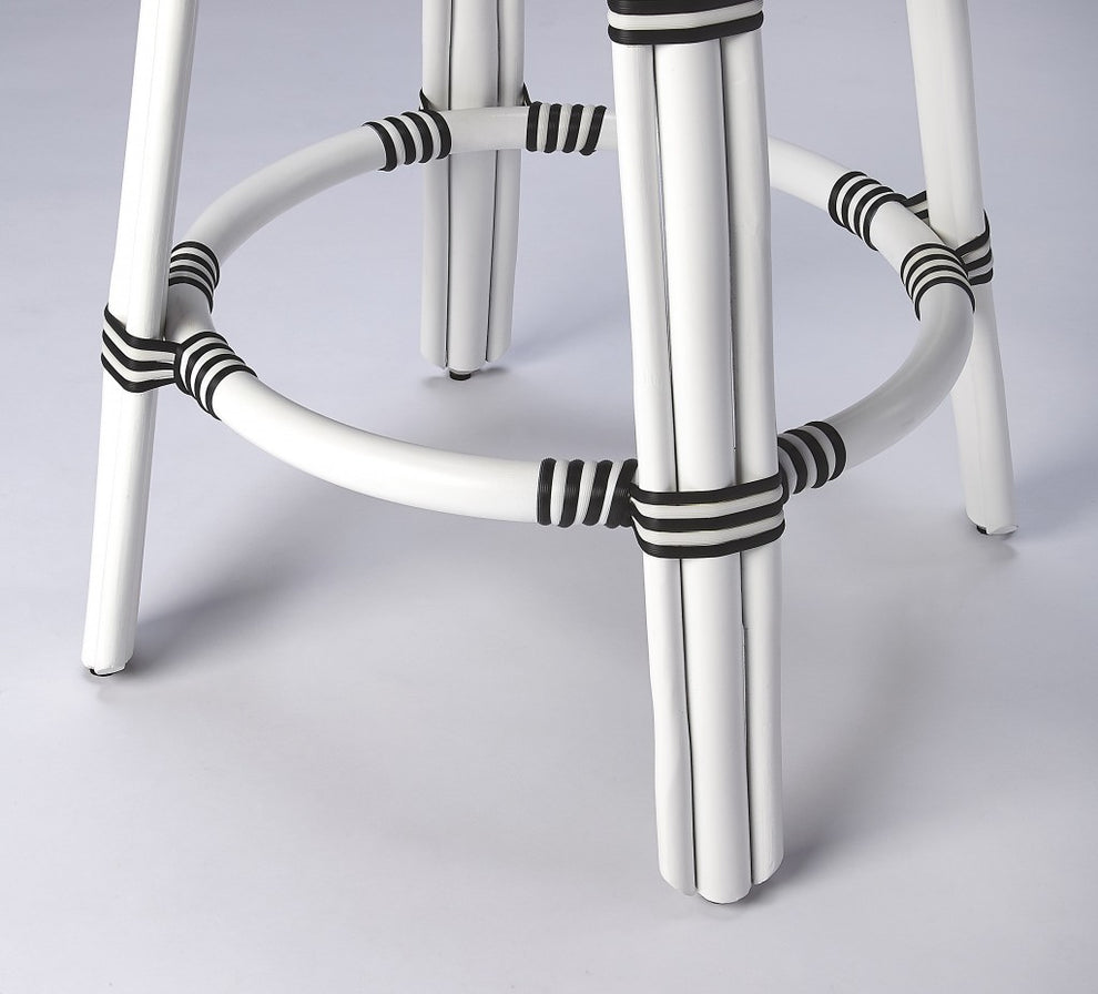 Classic White And Black Rattan Counter Stool By Homeroots | Counter Stools | Modishstore - 4