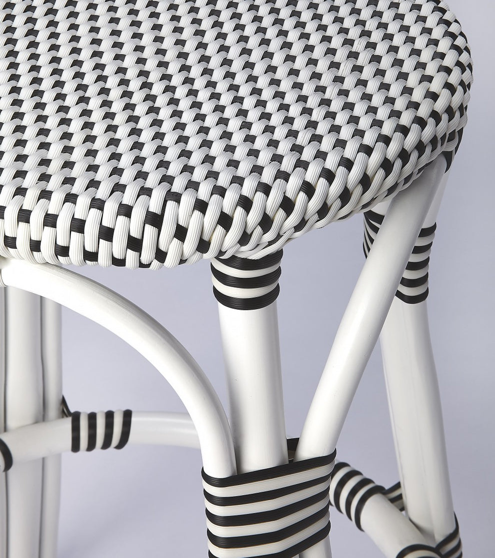 Classic White And Black Rattan Counter Stool By Homeroots | Counter Stools | Modishstore - 5