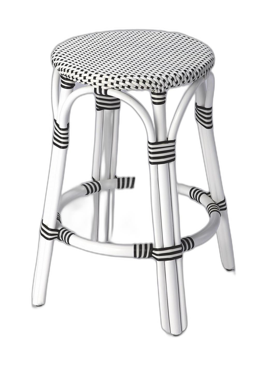 Classic White And Black Rattan Counter Stool By Homeroots | Counter Stools | Modishstore - 7