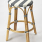 Midnight Blue And White Rattan Counter Stool By Homeroots | Counter Stools | Modishstore