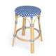 Midnight Blue And White Rattan Counter Stool By Homeroots | Counter Stools | Modishstore - 11