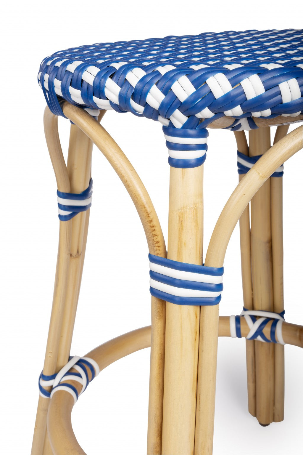 Midnight Blue And White Rattan Counter Stool By Homeroots | Counter Stools | Modishstore - 14