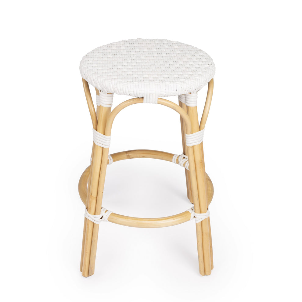Midnight Blue And White Rattan Counter Stool By Homeroots | Counter Stools | Modishstore - 19