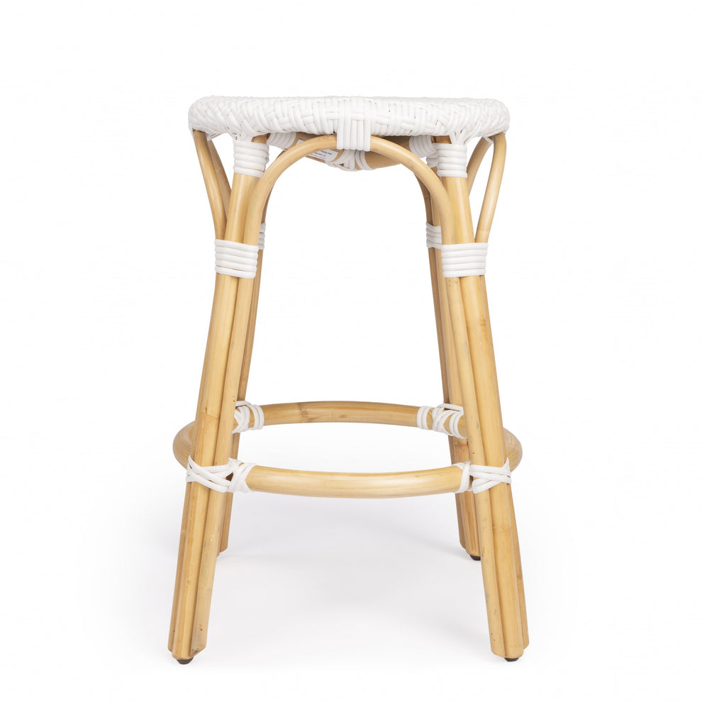 Midnight Blue And White Rattan Counter Stool By Homeroots | Counter Stools | Modishstore - 20