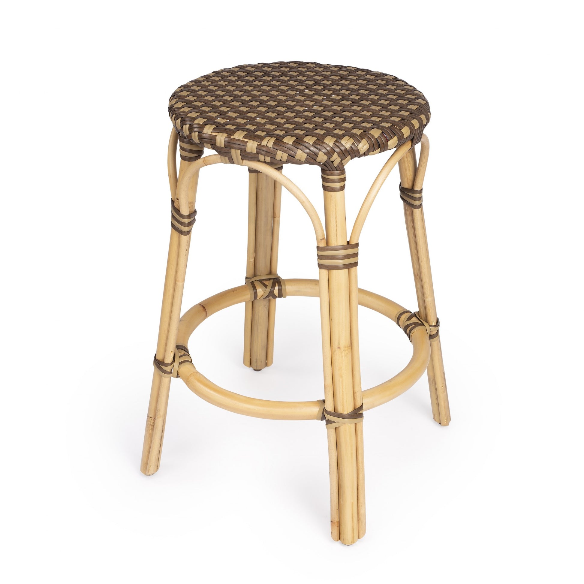 Midnight Blue And White Rattan Counter Stool By Homeroots | Counter Stools | Modishstore - 25