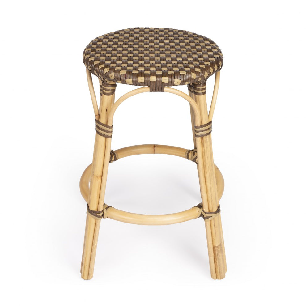 Midnight Blue And White Rattan Counter Stool By Homeroots | Counter Stools | Modishstore - 26