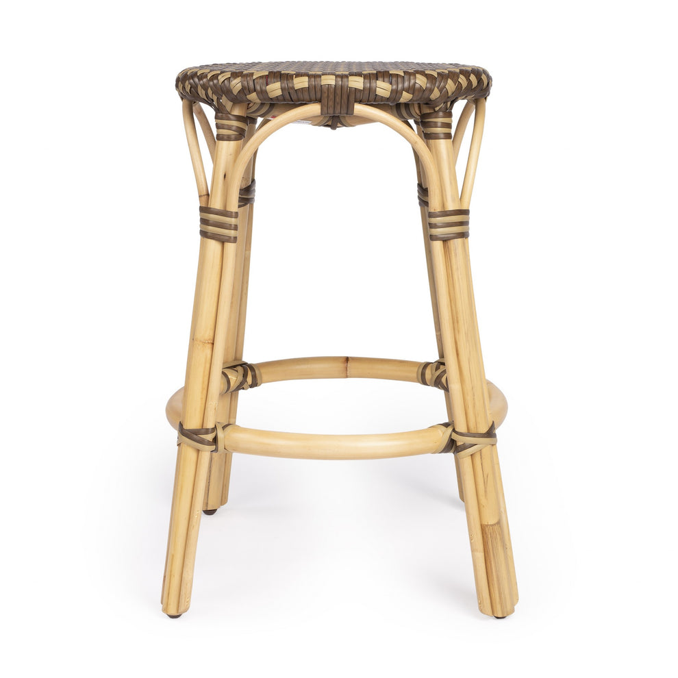 Midnight Blue And White Rattan Counter Stool By Homeroots | Counter Stools | Modishstore - 27