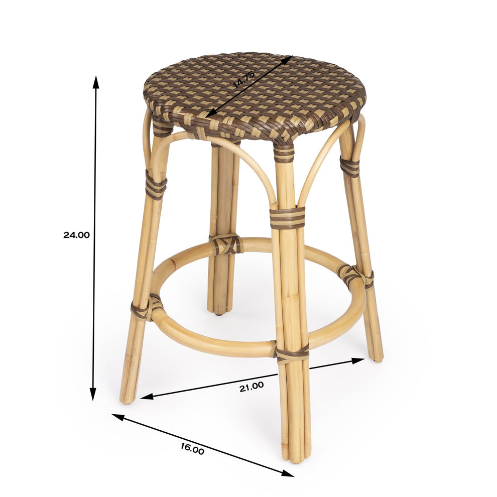 Midnight Blue And White Rattan Counter Stool By Homeroots | Counter Stools | Modishstore - 31