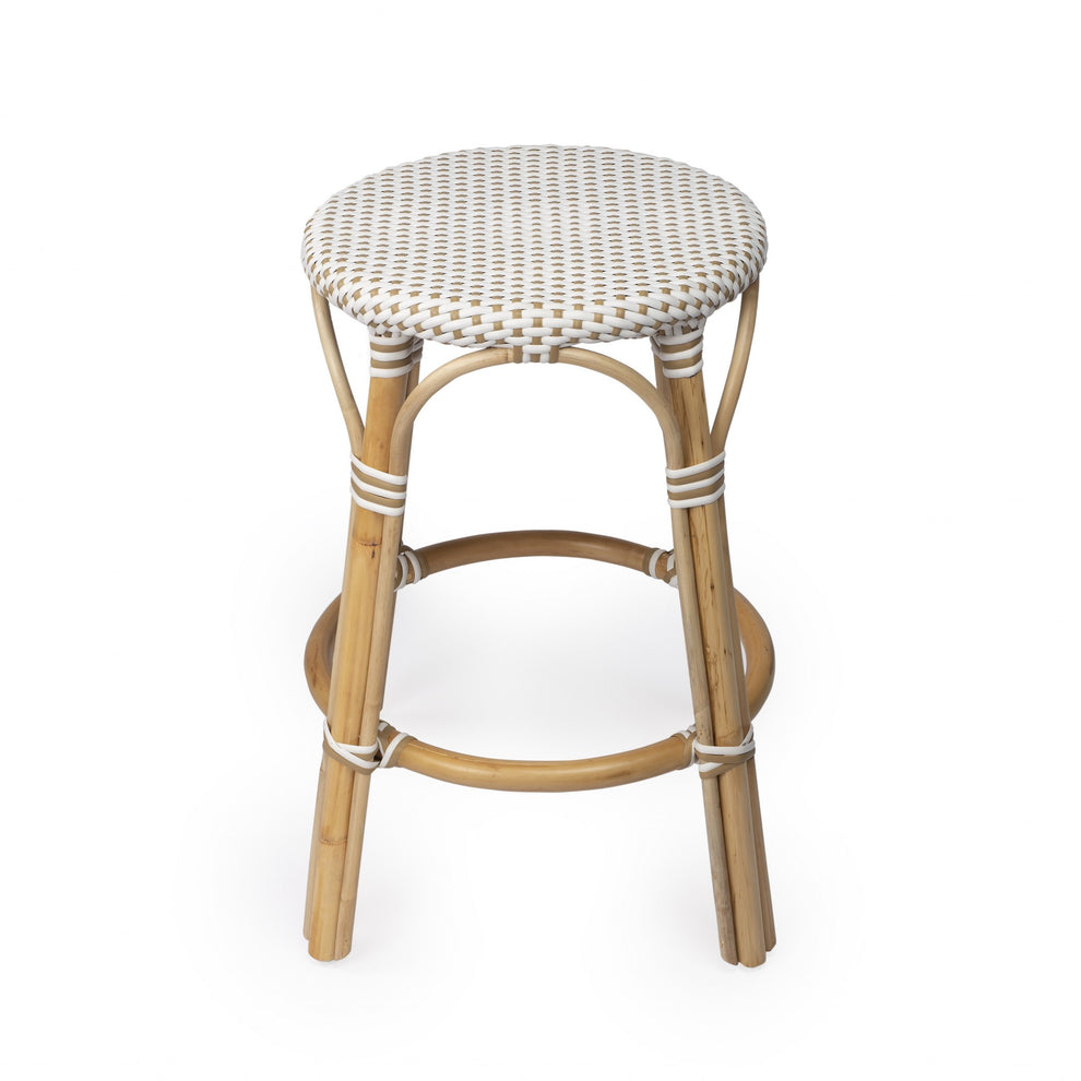 Midnight Blue And White Rattan Counter Stool By Homeroots | Counter Stools | Modishstore - 33